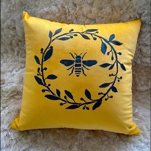 Gold bumblebee velvet pillow COVER.